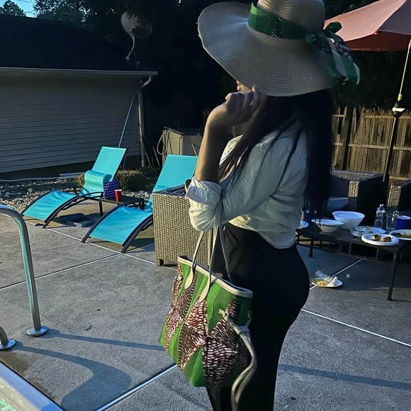 Vintage 💕Kweenzyafrik Ankara printed handmade Keimie Carry  all Tote hat … - Picture 7 of 16